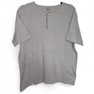 Eddie Bauer Gray Cotton Henley Shirt Women’s Large Casual Basics